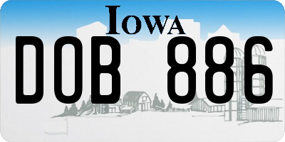 IA license plate DOB886