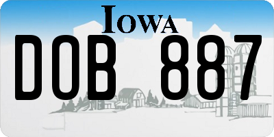 IA license plate DOB887