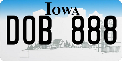 IA license plate DOB888