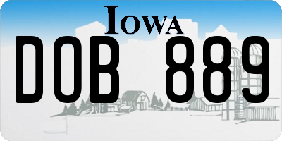 IA license plate DOB889