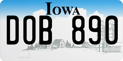 IA license plate DOB890