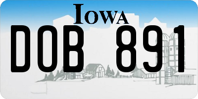 IA license plate DOB891