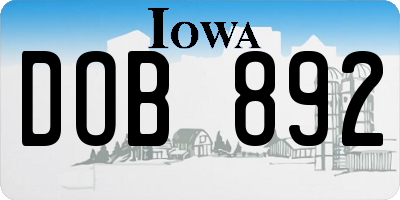 IA license plate DOB892