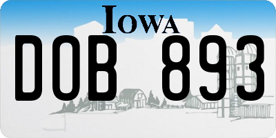 IA license plate DOB893