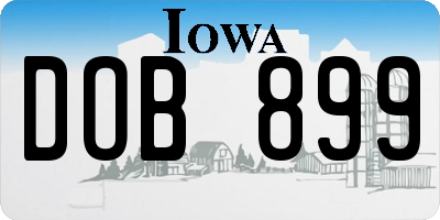 IA license plate DOB899