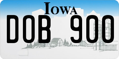 IA license plate DOB900
