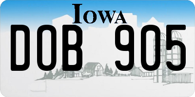 IA license plate DOB905