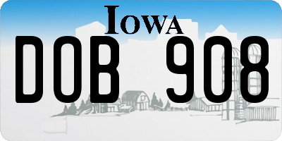IA license plate DOB908
