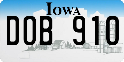 IA license plate DOB910