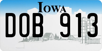 IA license plate DOB913