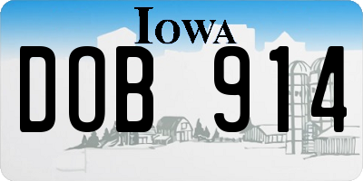 IA license plate DOB914
