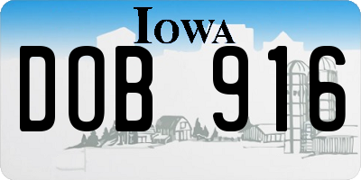 IA license plate DOB916