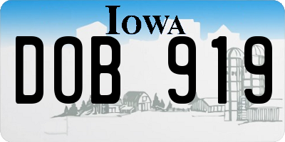 IA license plate DOB919