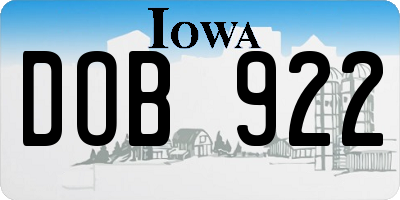 IA license plate DOB922