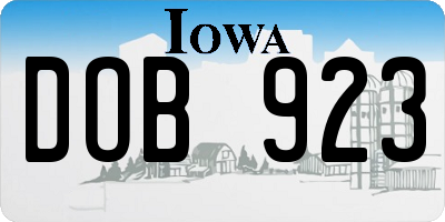 IA license plate DOB923