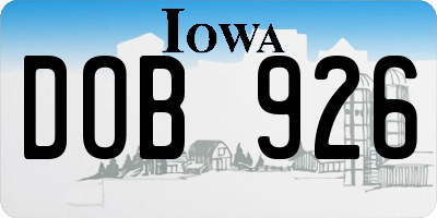 IA license plate DOB926