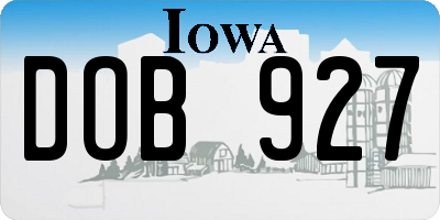 IA license plate DOB927