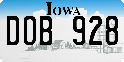 IA license plate DOB928