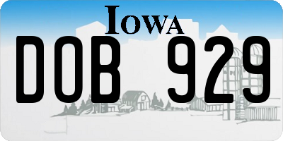 IA license plate DOB929