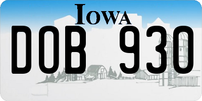 IA license plate DOB930