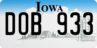 IA license plate DOB933