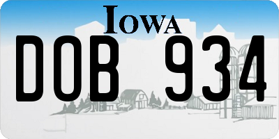 IA license plate DOB934