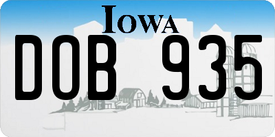 IA license plate DOB935