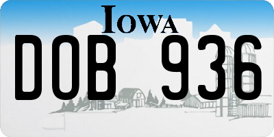 IA license plate DOB936
