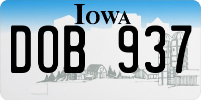 IA license plate DOB937