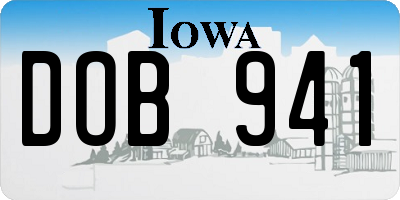 IA license plate DOB941