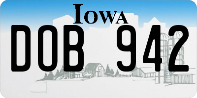 IA license plate DOB942