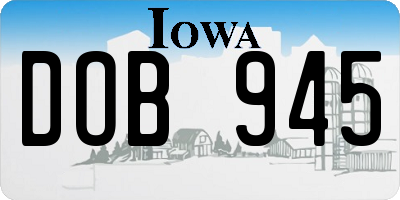 IA license plate DOB945