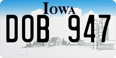 IA license plate DOB947
