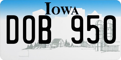 IA license plate DOB950