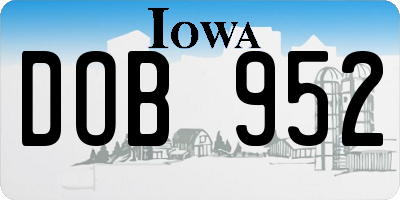 IA license plate DOB952