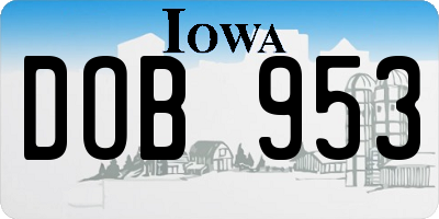 IA license plate DOB953