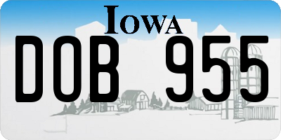 IA license plate DOB955