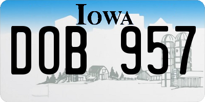 IA license plate DOB957