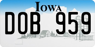 IA license plate DOB959