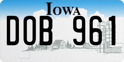 IA license plate DOB961