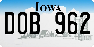 IA license plate DOB962