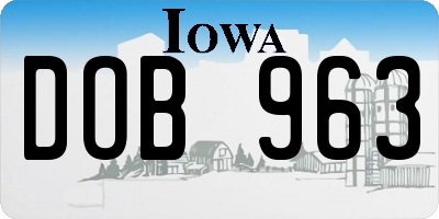 IA license plate DOB963