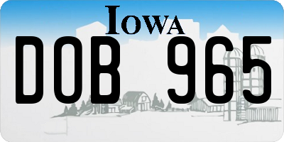 IA license plate DOB965