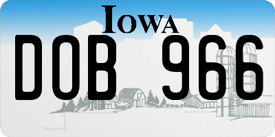 IA license plate DOB966