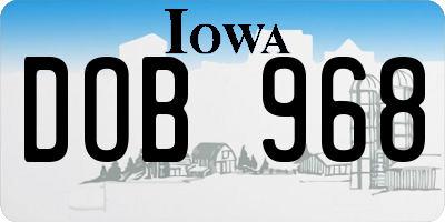 IA license plate DOB968