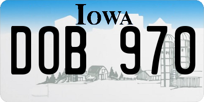 IA license plate DOB970