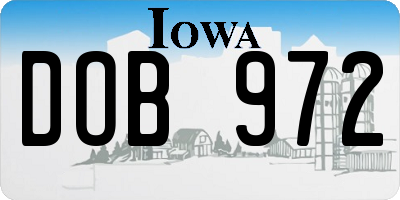 IA license plate DOB972