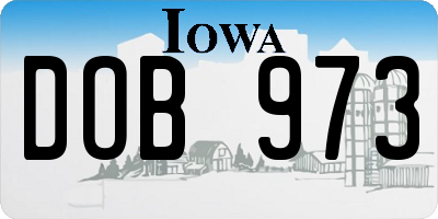 IA license plate DOB973