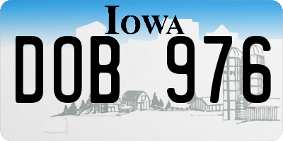 IA license plate DOB976