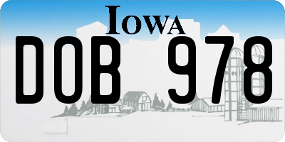 IA license plate DOB978